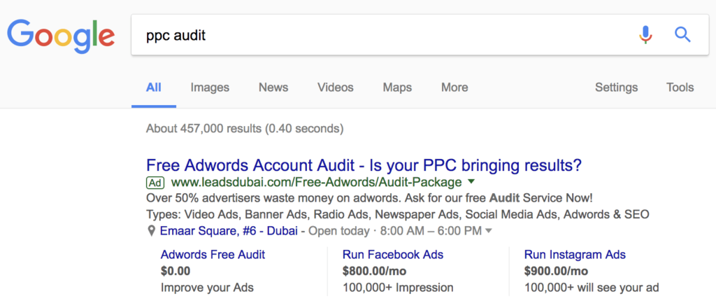 Google Ads Audit Example