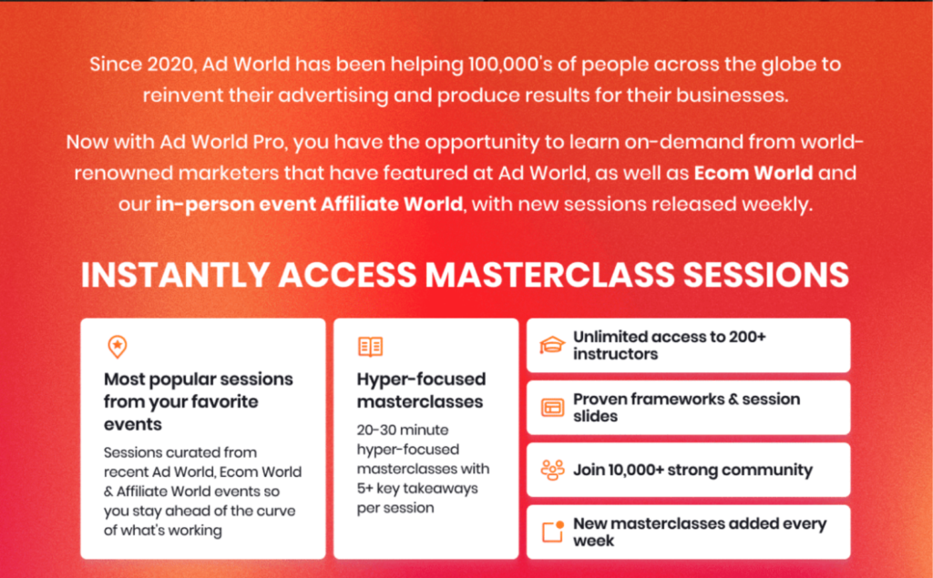 adworld pro masterclass online tickets