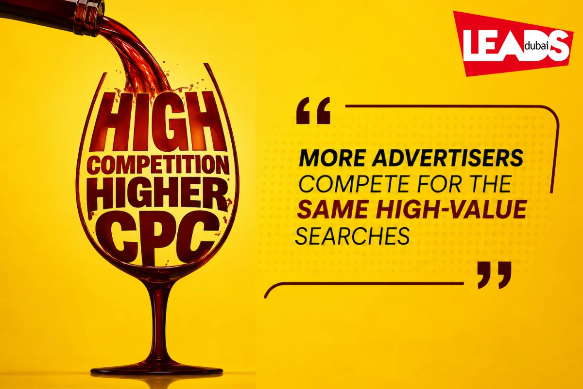 High competition means higher CPC: more advertisers compete for the same high-value searches