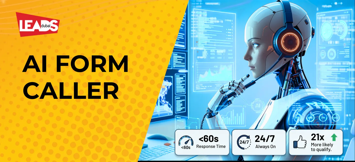 An AI robot avatar and a headset agent turn a new form submission into a qualified lead, illustrating the AI form caller