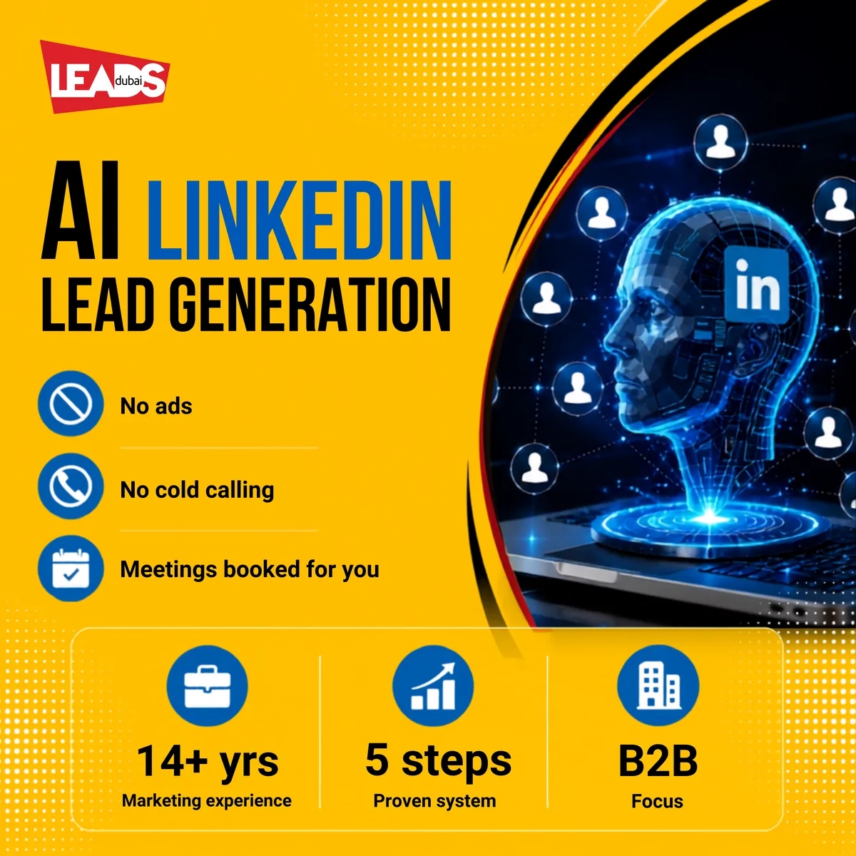 AI LinkedIn lead generation: AI targets your ideal B2B prospects, sends personalized outreach that gets replies, and books qualified meetings into your calendar