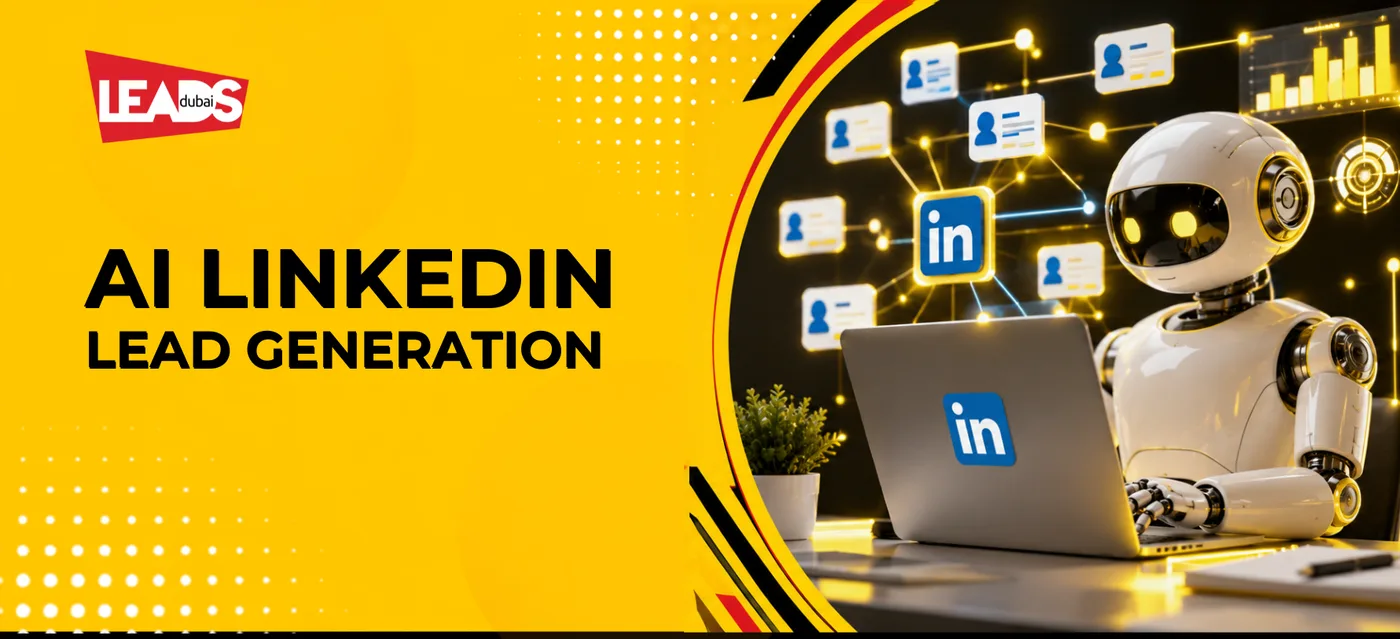 A laptop shows a LinkedIn feed of target prospects and AI outreach messages, results of AI LinkedIn lead generation