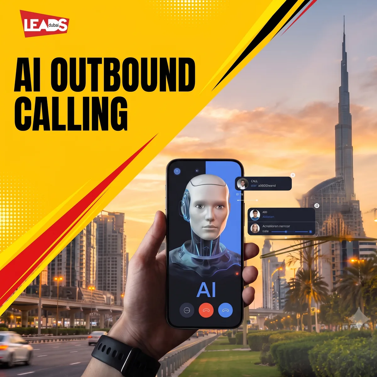 AI outbound calling: upload a list of thousands of leads, the AI makes hundreds of natural calls in parallel in English and Arabic, and hands the warm ones to your sales team