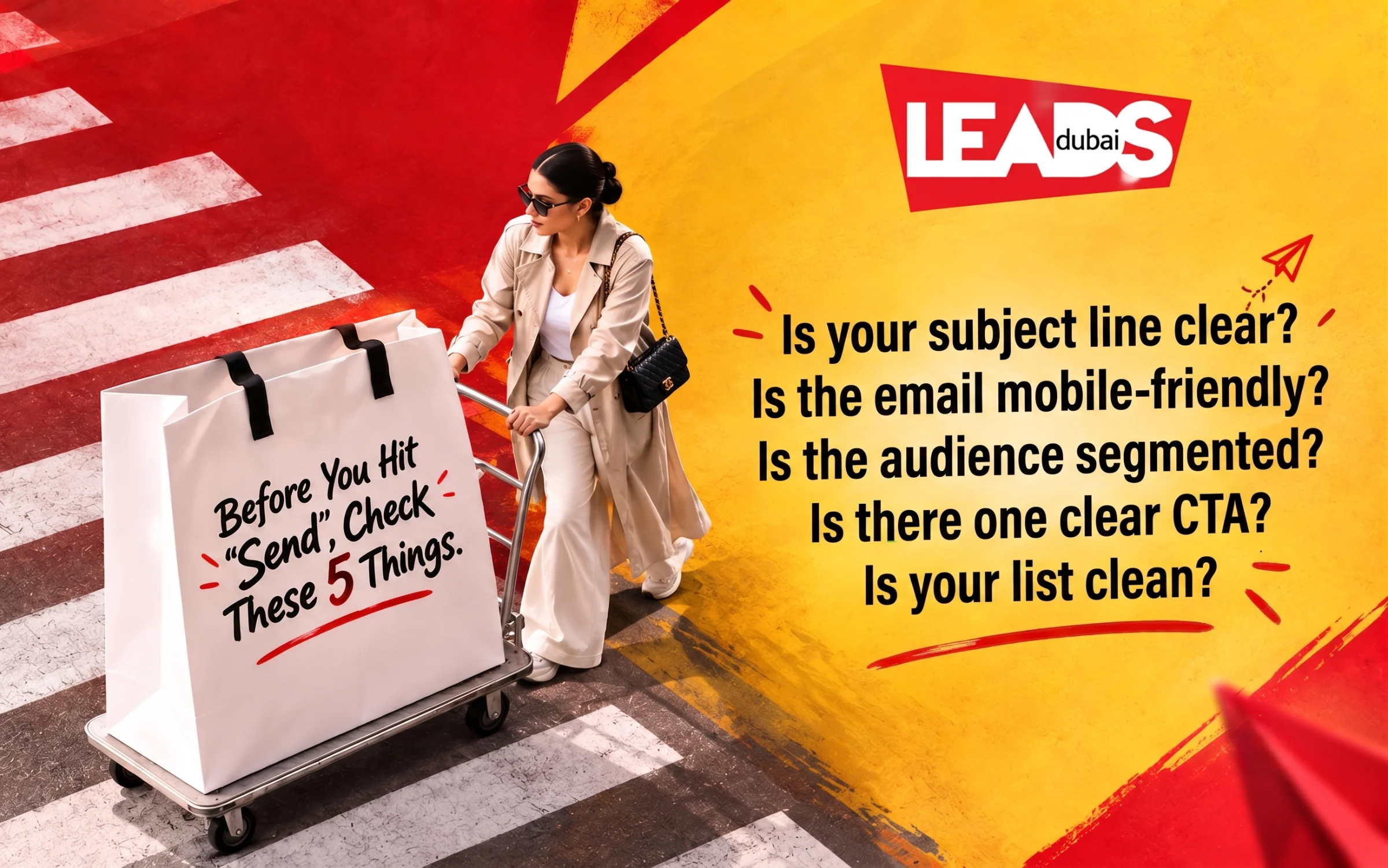Before you hit send, check these 5 things: a clear subject line, mobile-friendly content, a segmented audience, one clear call to action and a clean list